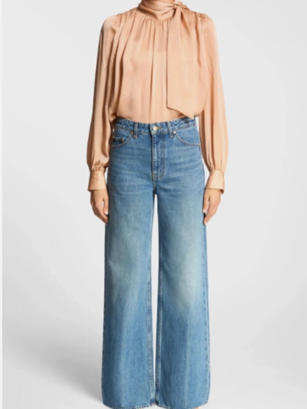 Ulla Johnson The Willow Mid Rise Wide Leg Jean Jean- Dark Wash-Size 29 Inseam 30